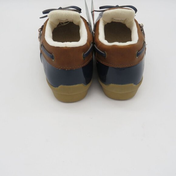 Sporto Womens Navy Brown Patent Faux Fur Lined Duck Shoes 6 NEW - Picture 4 of 8